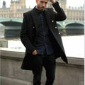Thickened Men's European And American Straight Hem Wool Windbreaker overcoat