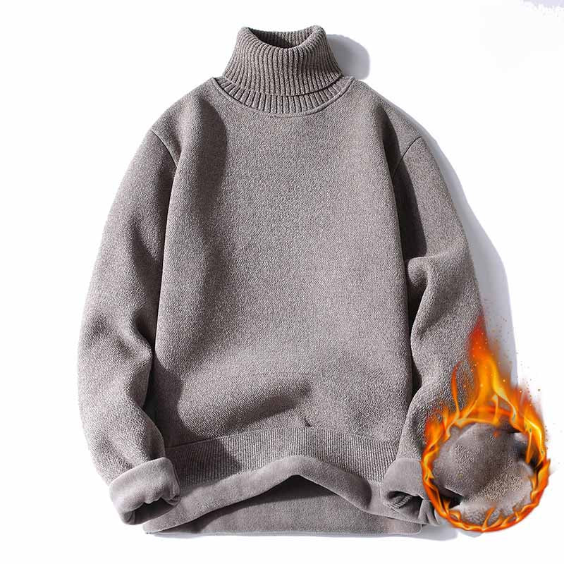 Men's Plus Fleece Warm High Neck Sweater
