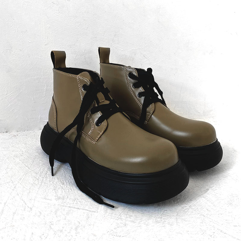 Japanese Retro Big Head Thick Bottom Fleece Martin Boots