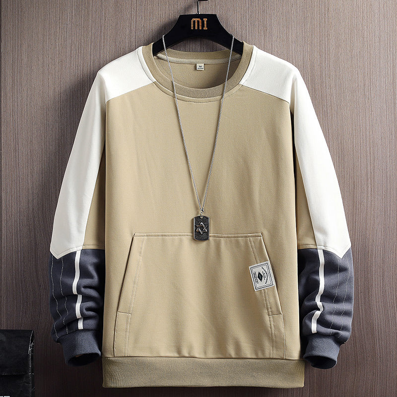 Round Neck Pullover Stitching Contrast Sweater