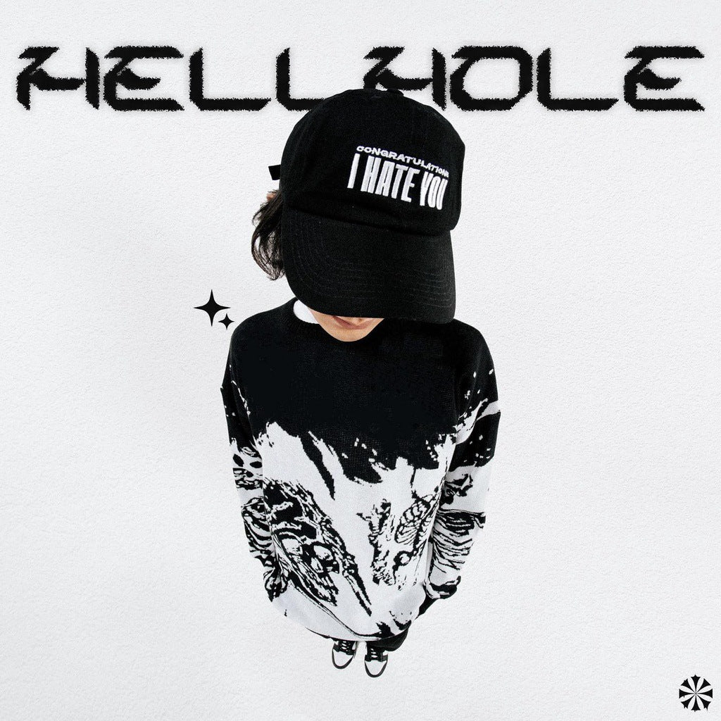 Jacquard Round Neck Autumn And Winter Flame Skull Sweater Teenagers Loose-fitting Outerwear Top