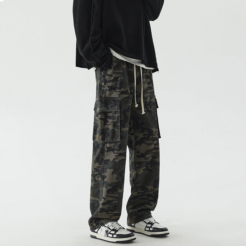 Men's American Style Loose Straight Washed Jeans