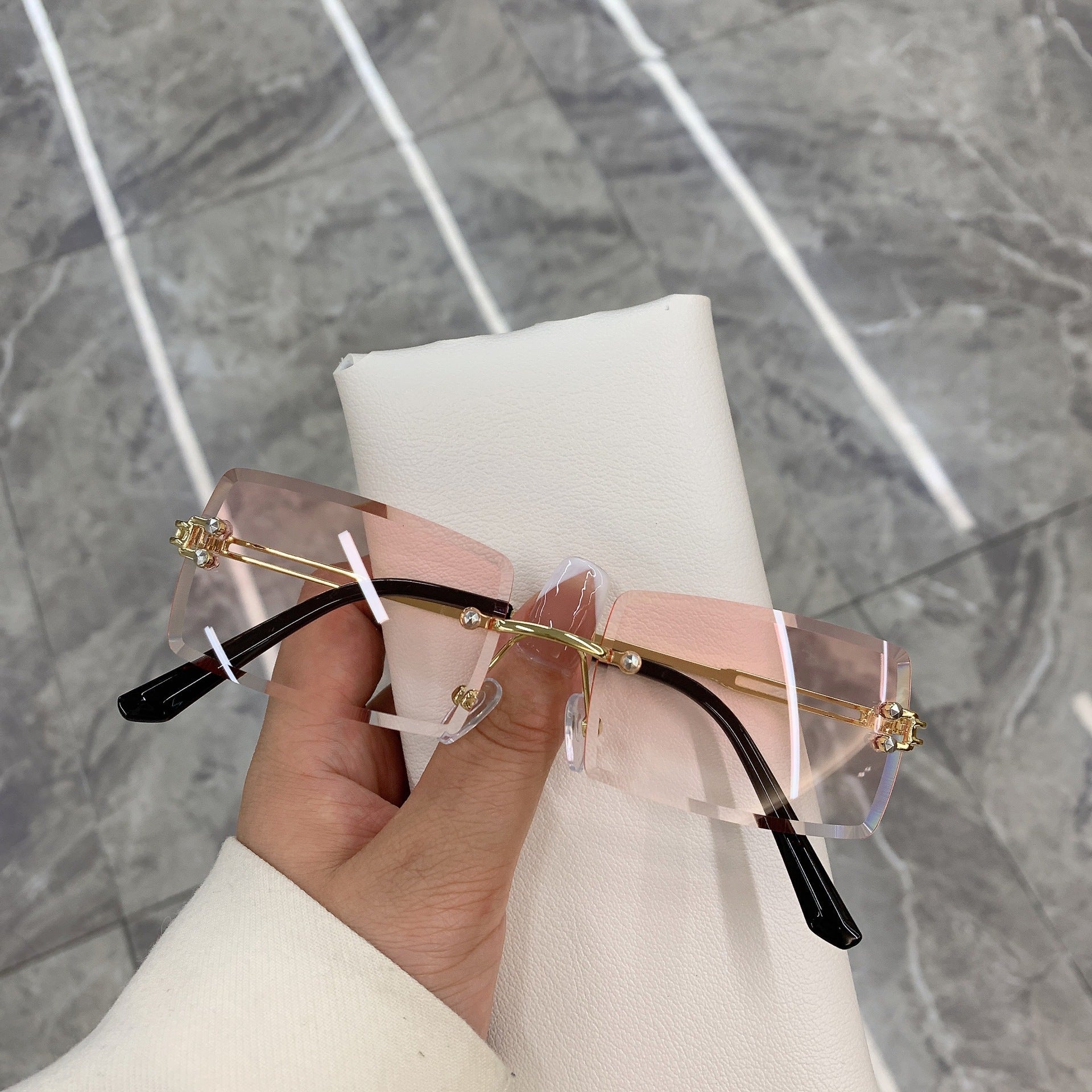 Women's Rimless Transparent Fashion Light Sunglasses