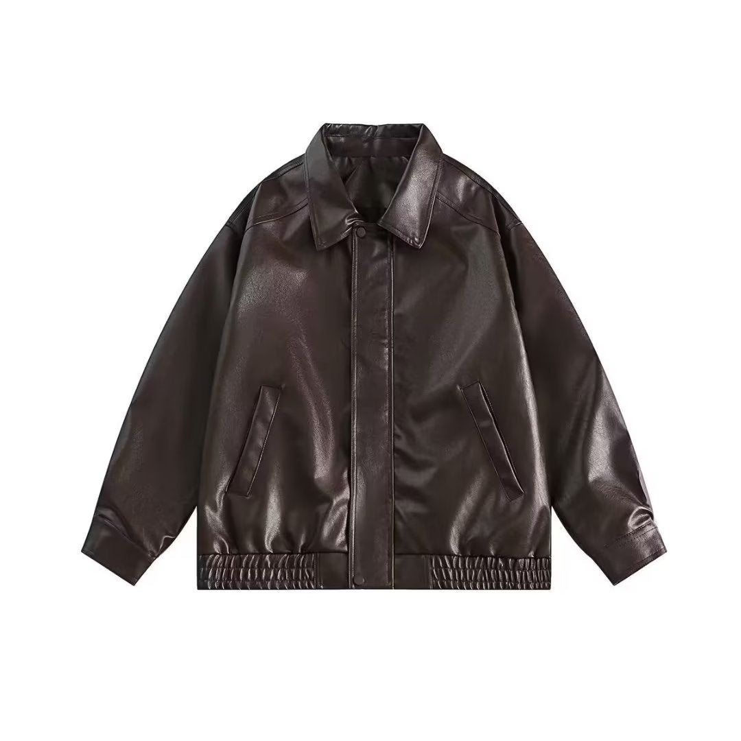Retro Spring And Autumn New Leather Coat Coat Men's American Casual Loose Motorcycle Clothing