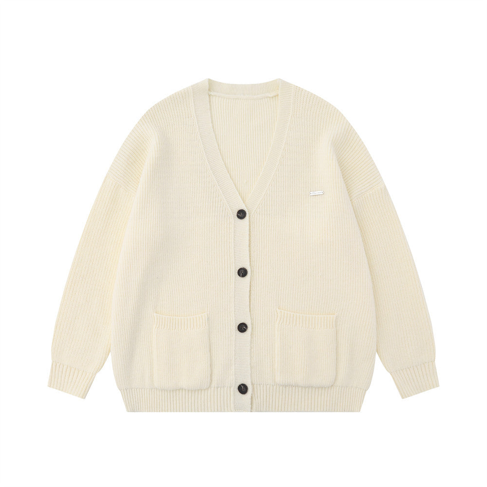 Casual Loose Long Sleeve Solid Color Knit Sweater Coat For Men
