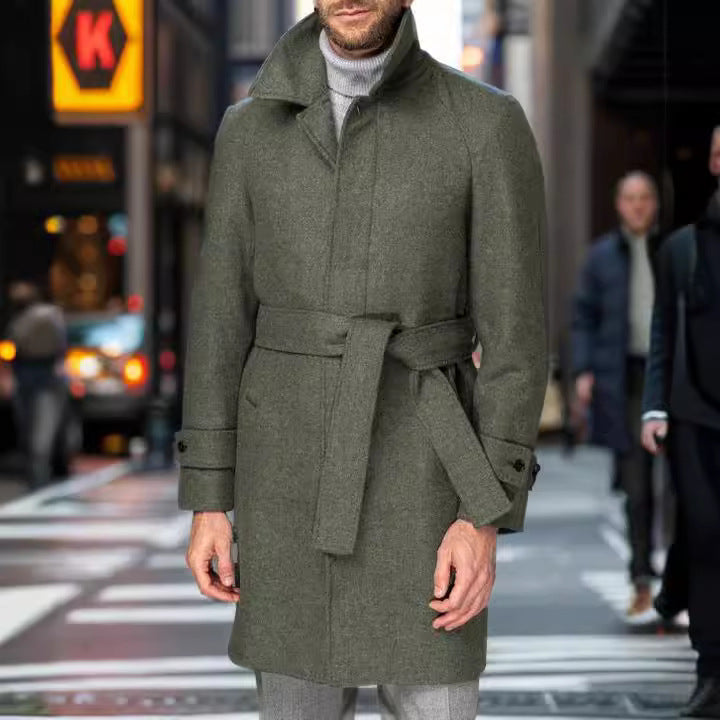 Men's Raglan Sleeves Woolen Coat