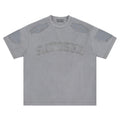 High Street Wash Retro Alphabet Embroidery Stitching T-shirt