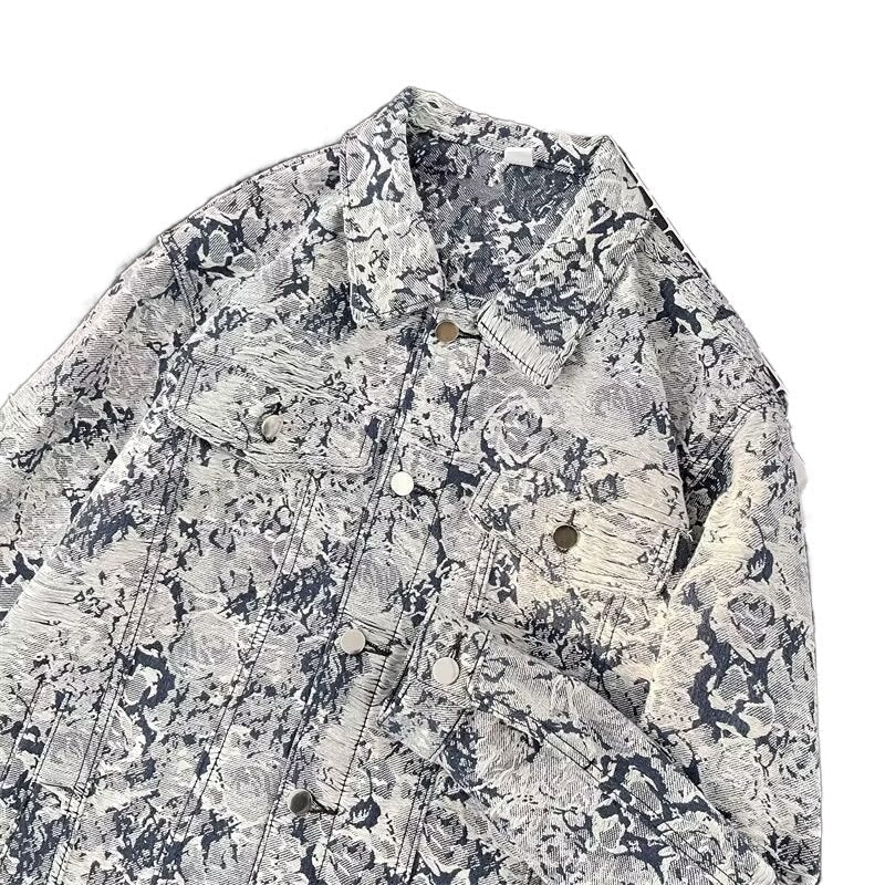 American Floral Denim Jacket Embroidered Coat