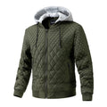 Men's Casual Quilted Cotton Removable Hood Jacket