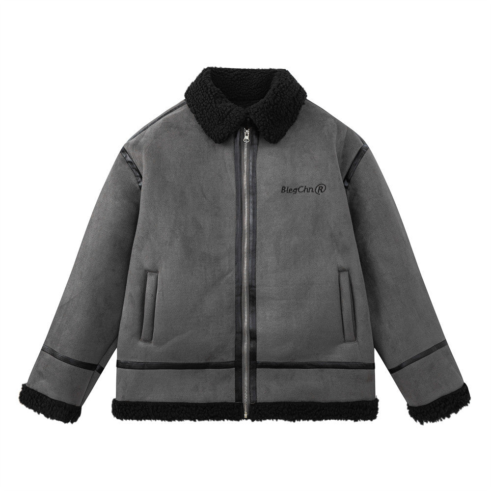American Style Loose Casual Fleece-lined Lamb Wool Cotton-padded Jacket