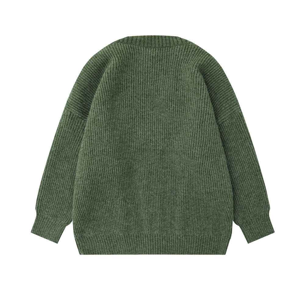 Casual Loose Long Sleeve Solid Color Knit Sweater Coat For Men