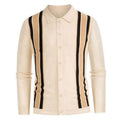 Men's Spring Thin Knitted Stripe Splicing Shirt