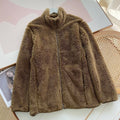 Men's Long Fleece Zipper Pure Warm Stand Collar Jacket