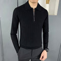 Warm Polo Collar Stripes Long Sleeve Pullover sweater