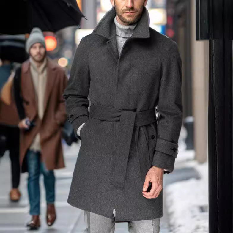 Men's Raglan Sleeves Woolen Coat