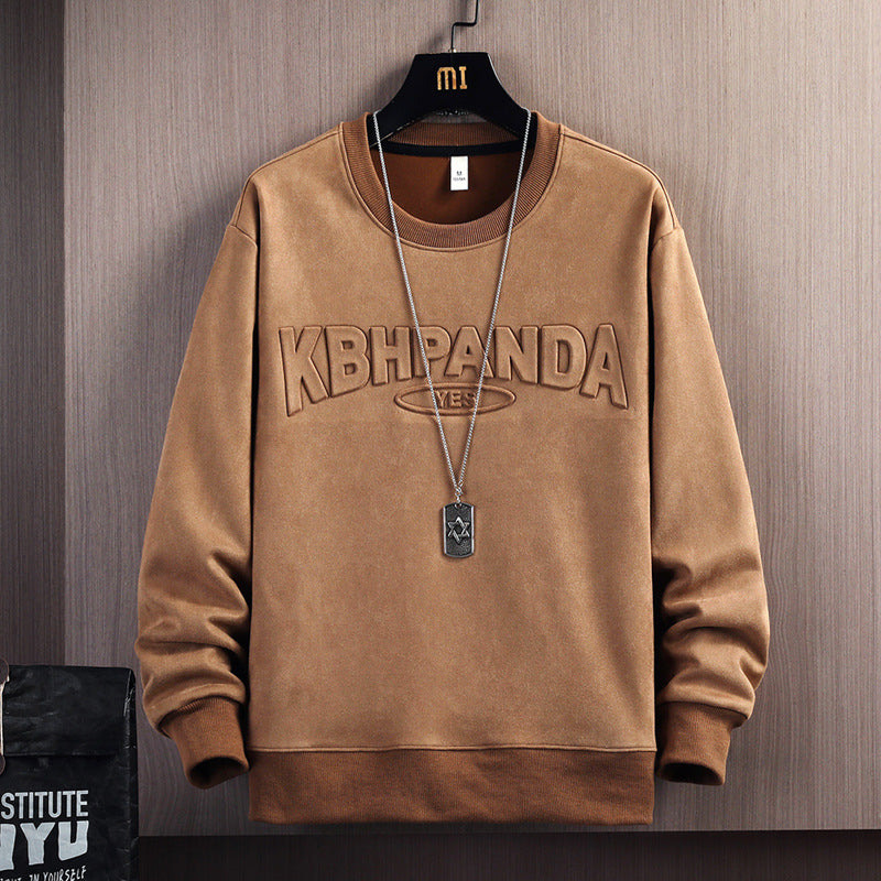 Suede Round Neck Loose Casual Sweater