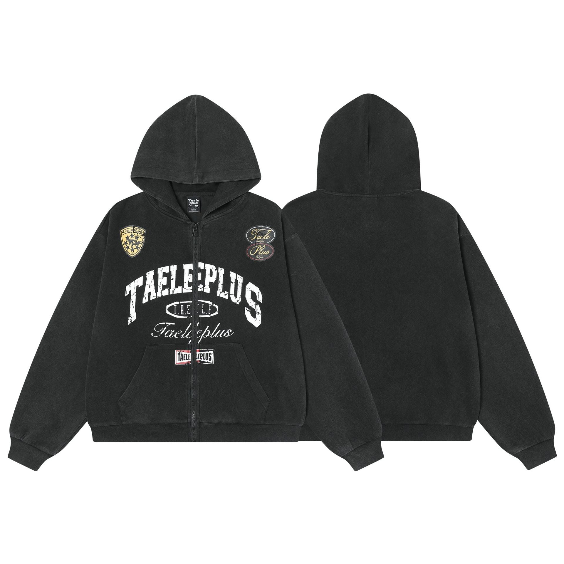 College Style Retro Washed Hoodie Coat Cardigan Zipper Sweater