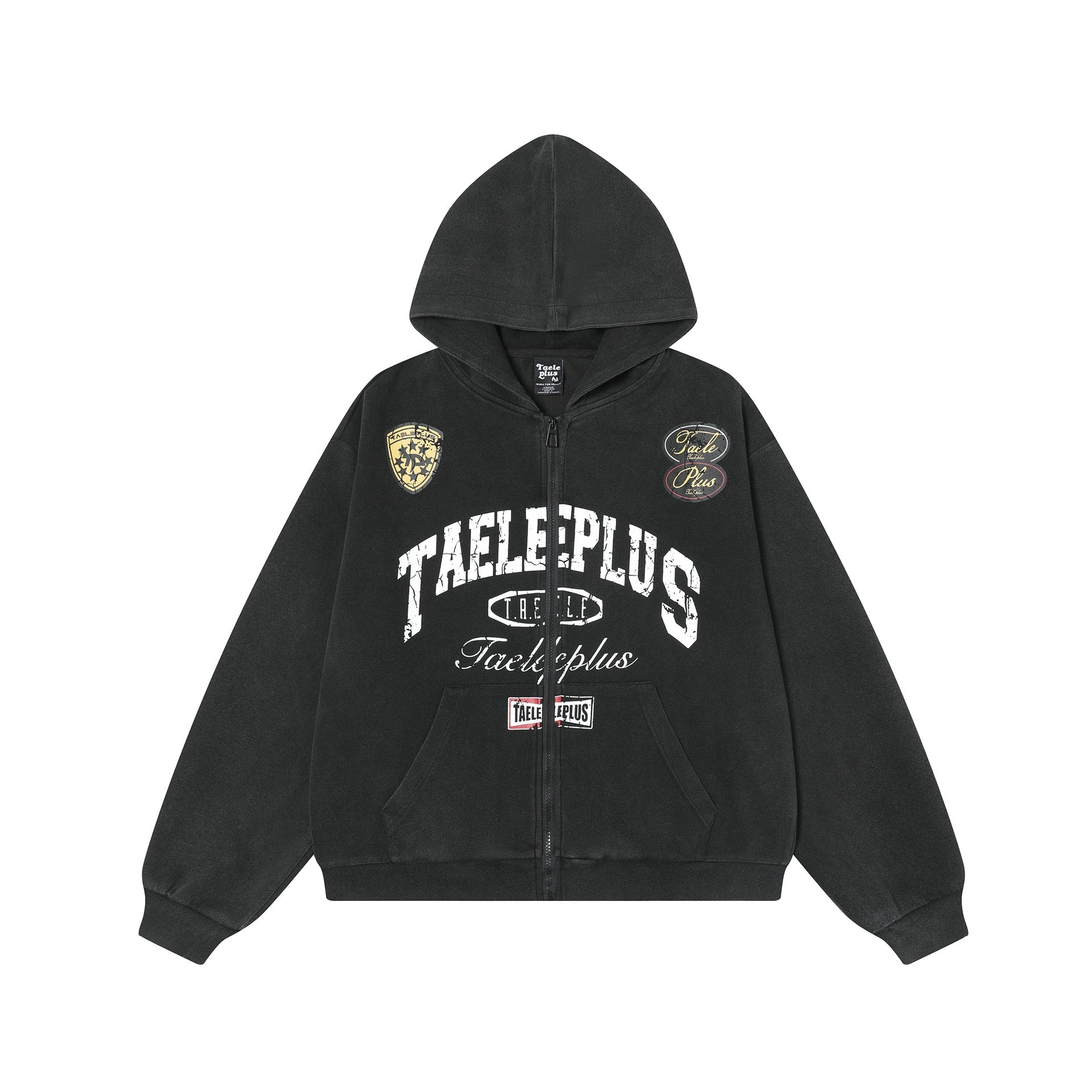 College Style Retro Washed Hoodie Coat Cardigan Zipper Sweater