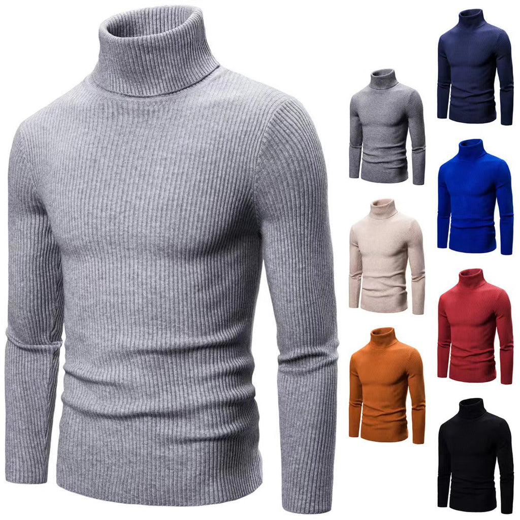 Men's Solid Color Turtleneck Slim Fit Sweater