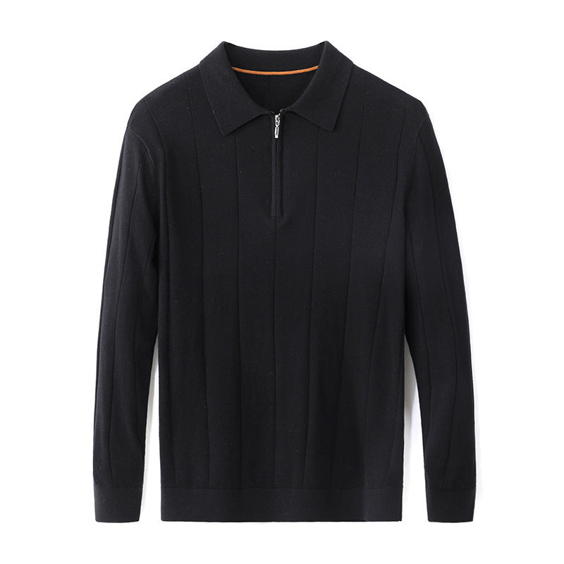 Warm Lapel Slightly Wide Casual Sweater For Men
