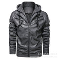 Men's PU Hooded Cotton Addition Leather Jacket Coat
