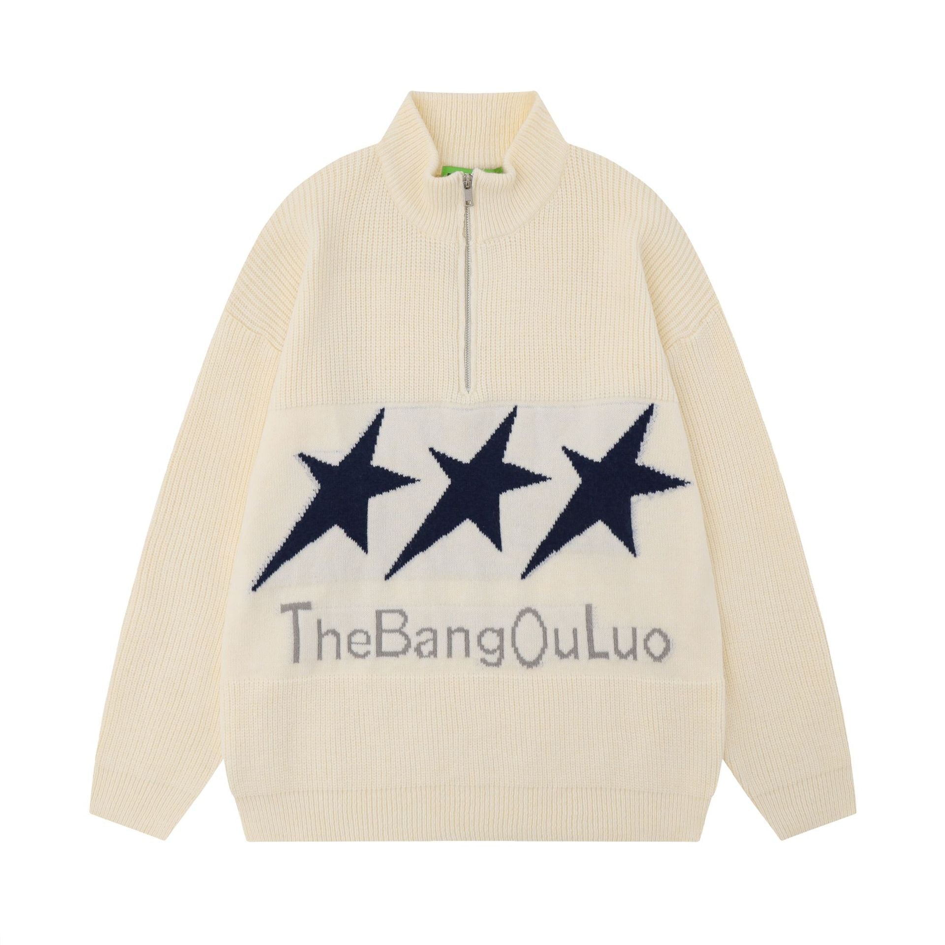 Men's Vintage Embroidered Stand Collar Sweater