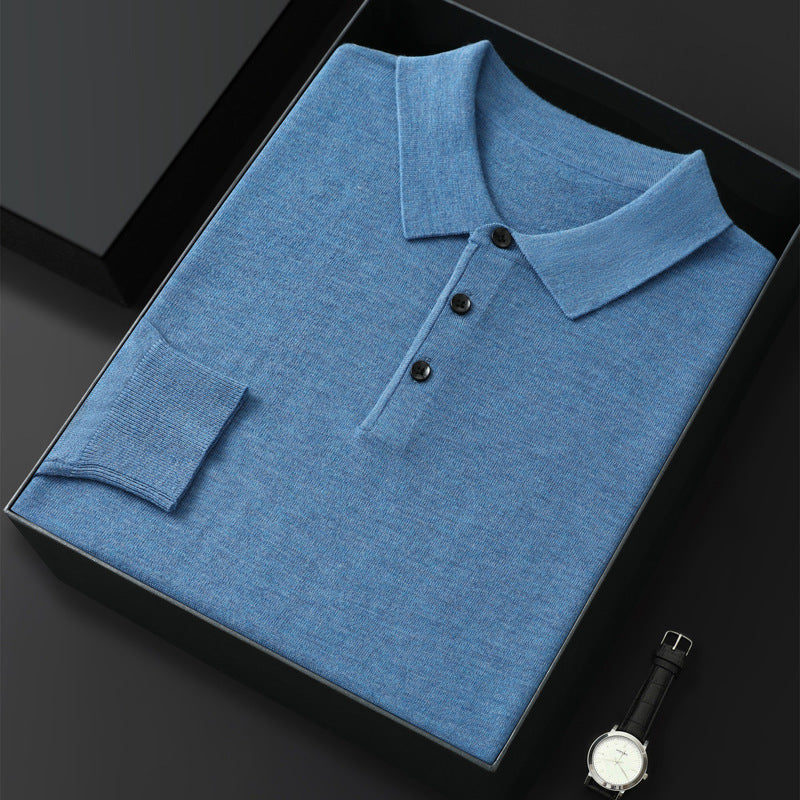 Spring And Autumn Fashion Casual Polo Collar Long-sleeved Sweater Men