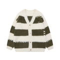 Contrast Color Striped Mink-like V-neck Sweater coat