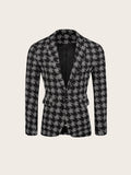Houndstooth Leisure Suit Slim-fit Plaid Suit jacket