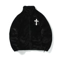 Men's Hip Hop Letter Embroidered Rabbit Fur Jacket