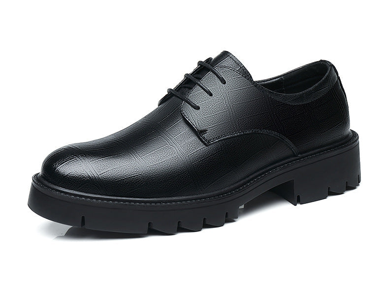 Inner Height Increasing Leather Men's 10cm Business Formal Wear Cowhide Black Casual Shoes