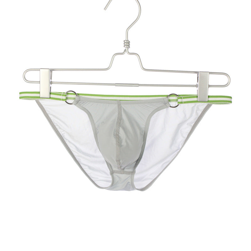 Iron Hoop Men's Pure Color Ice Silk Hollow Breathable Briefs