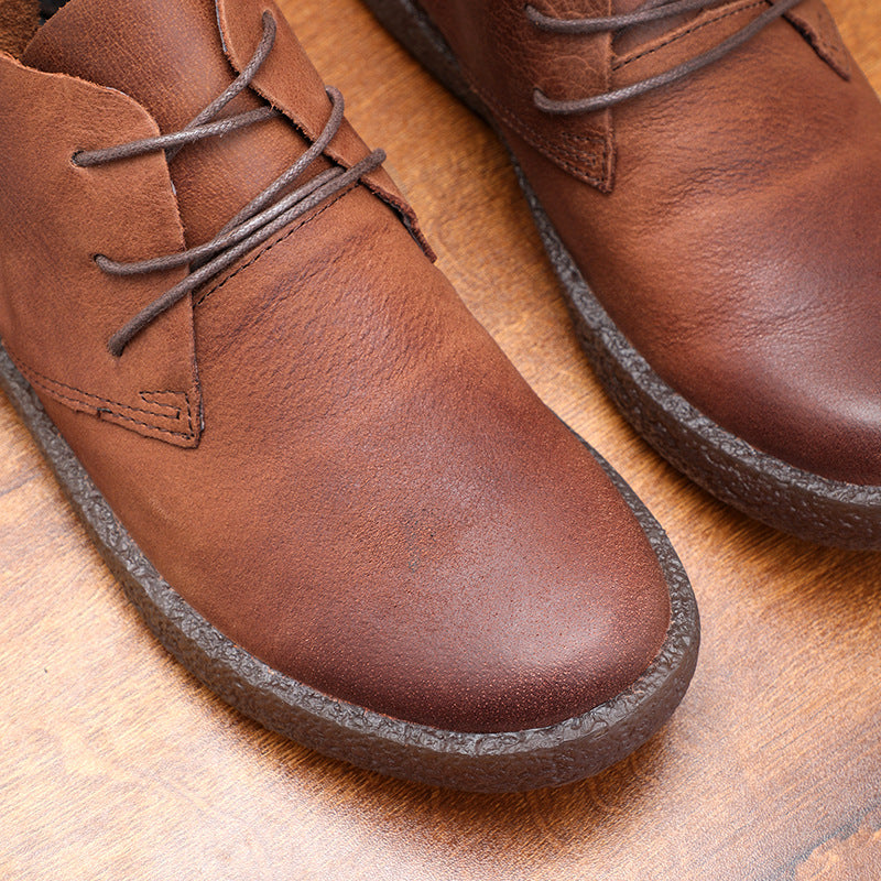 Vintage Distressed Soft Leather Rubber Sole Martin Boots