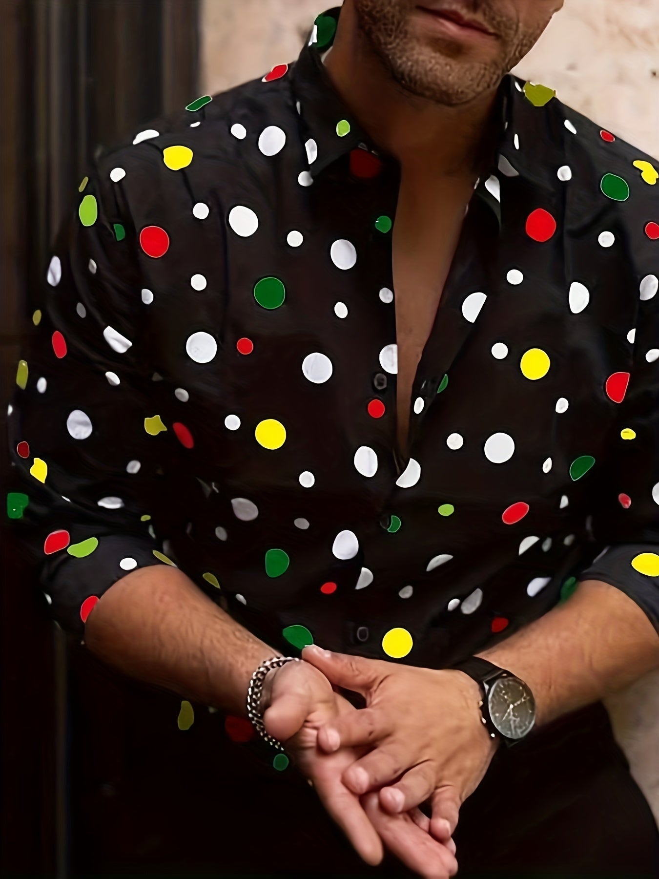 A Casual And Versatile Long-sleeved Shirt With Polka Dot Prints For Teenagers And Men