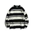 Mixed Color Stripe Pullover Sweater Japanese Style