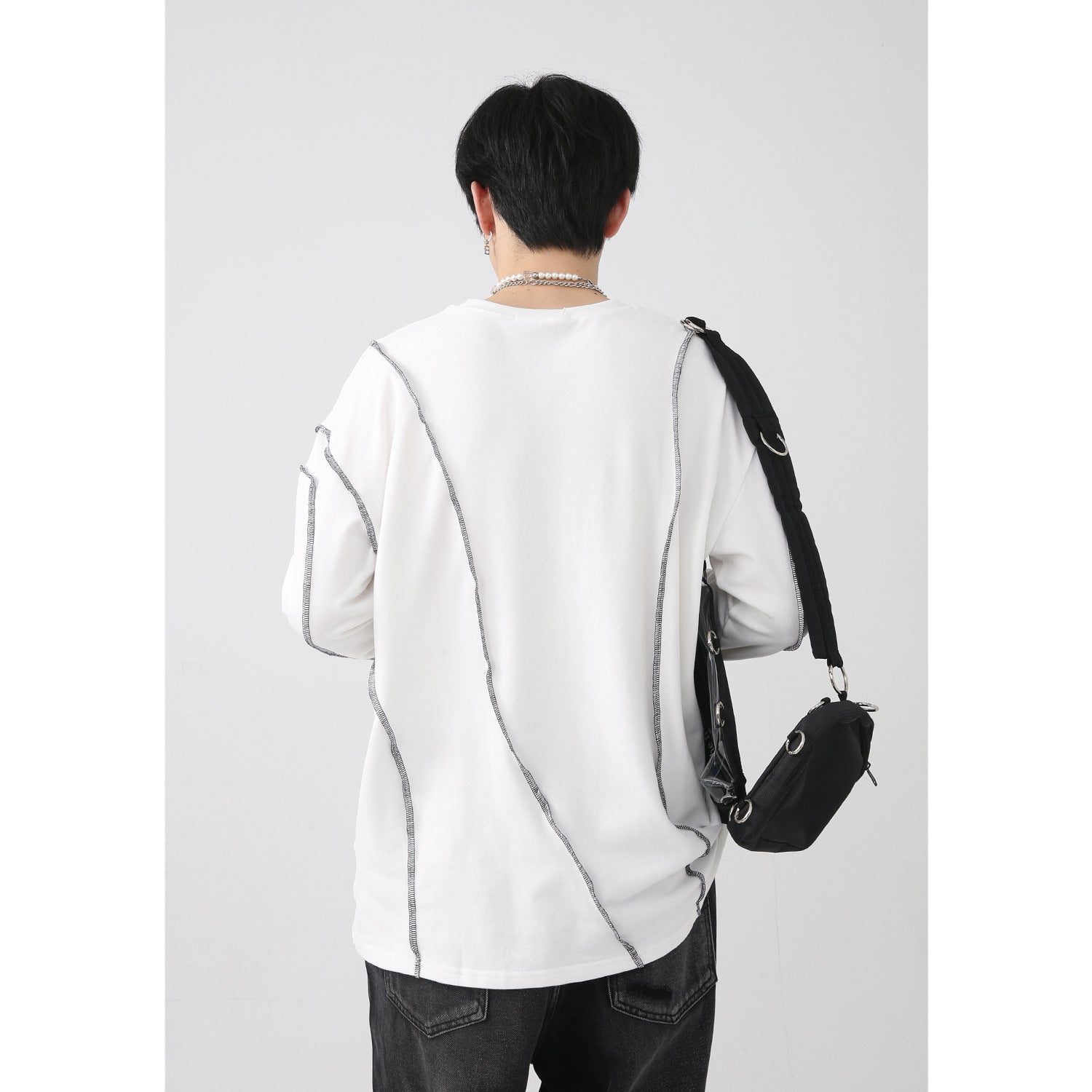 Irregular Topline Design Couples Long Sleeve T-Shirt