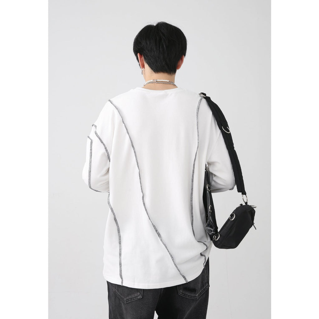 Korean Style Irregular Topline Design Couples Long Sleeve T-Shirt
