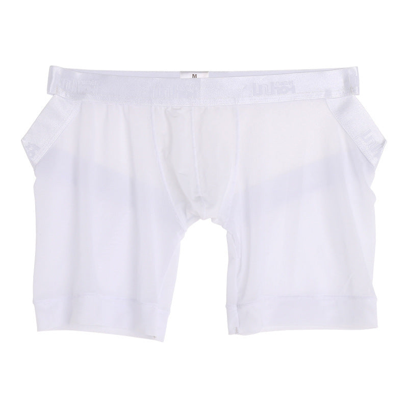 Perspective Mesh Bulging Ice Silk Pouch Sexy Buttock-Revealing Men's Boxers