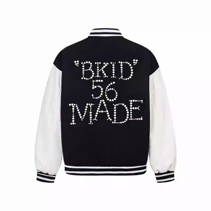 American Fashion Brand Beaded Baseball Uniform Jacket