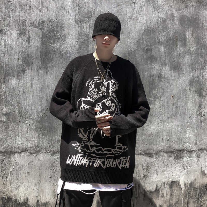 Autumn And Winter Thick Embroidered Hip-hop Long-sleeved Couple Sweater