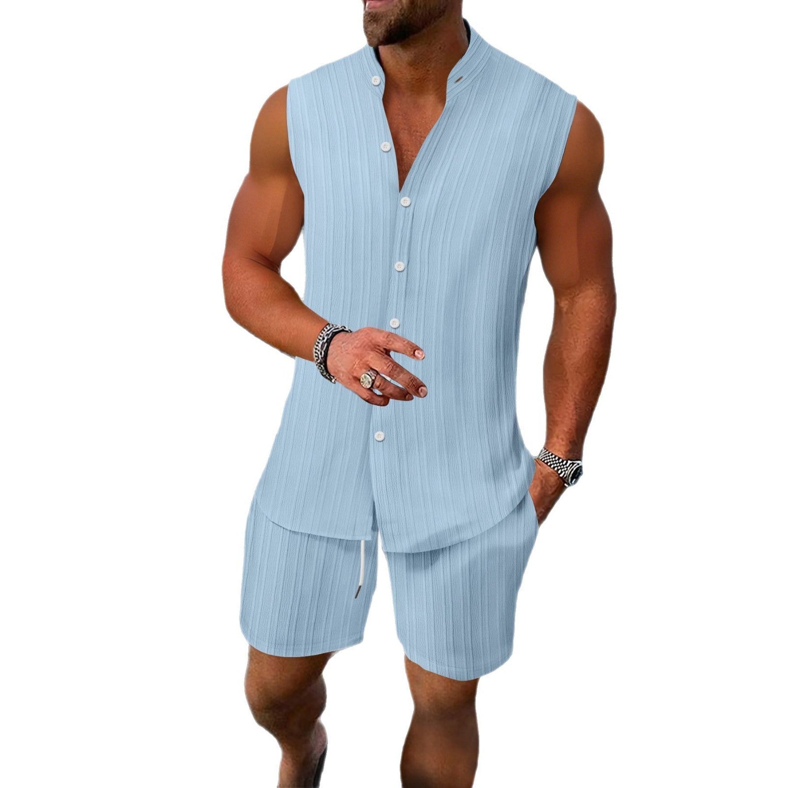 Men's Vest Casual Loose Sleeveless Shorts Suit