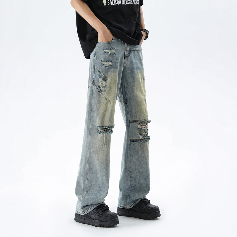 Men's Summer Fashion Brand Distressed Bootcut Pants