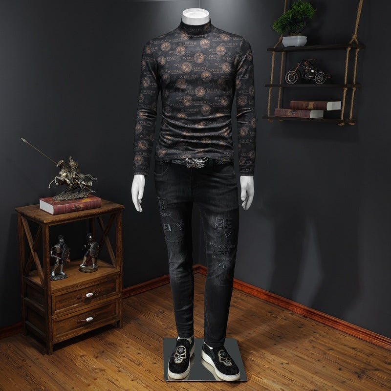 Men's Cashmere Half High Neck Pullover Bottoming Shirt