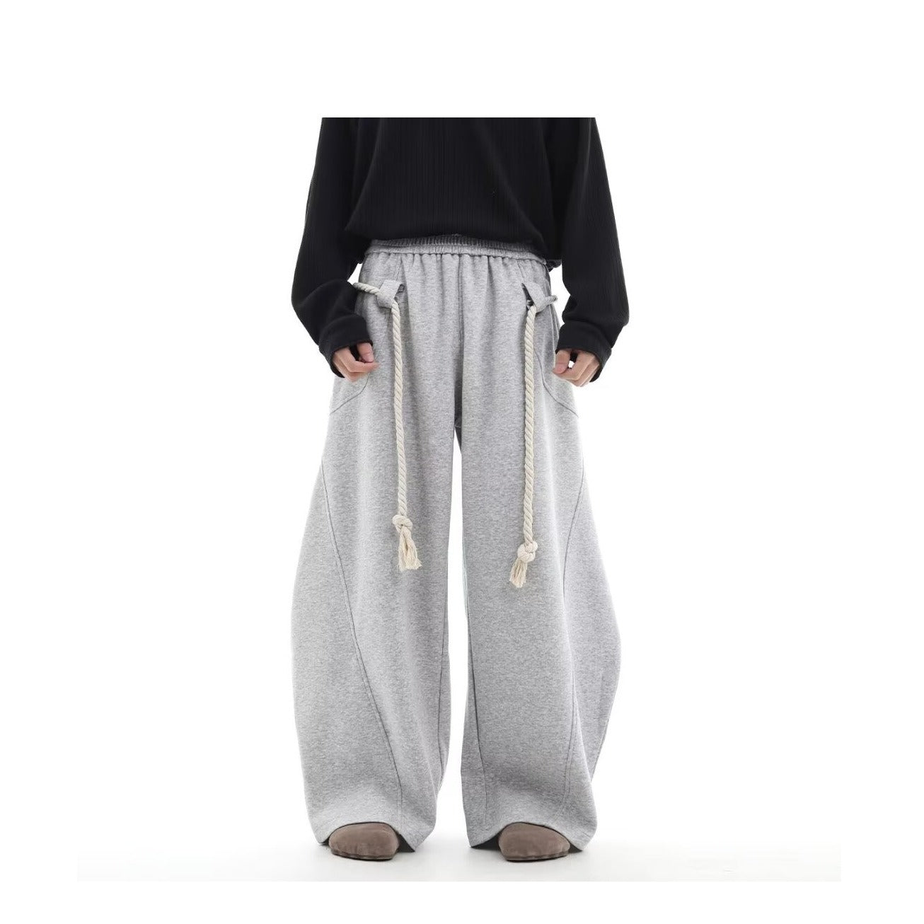 Retro Gray Sports Wide-leg Pants Loose Casual Pants