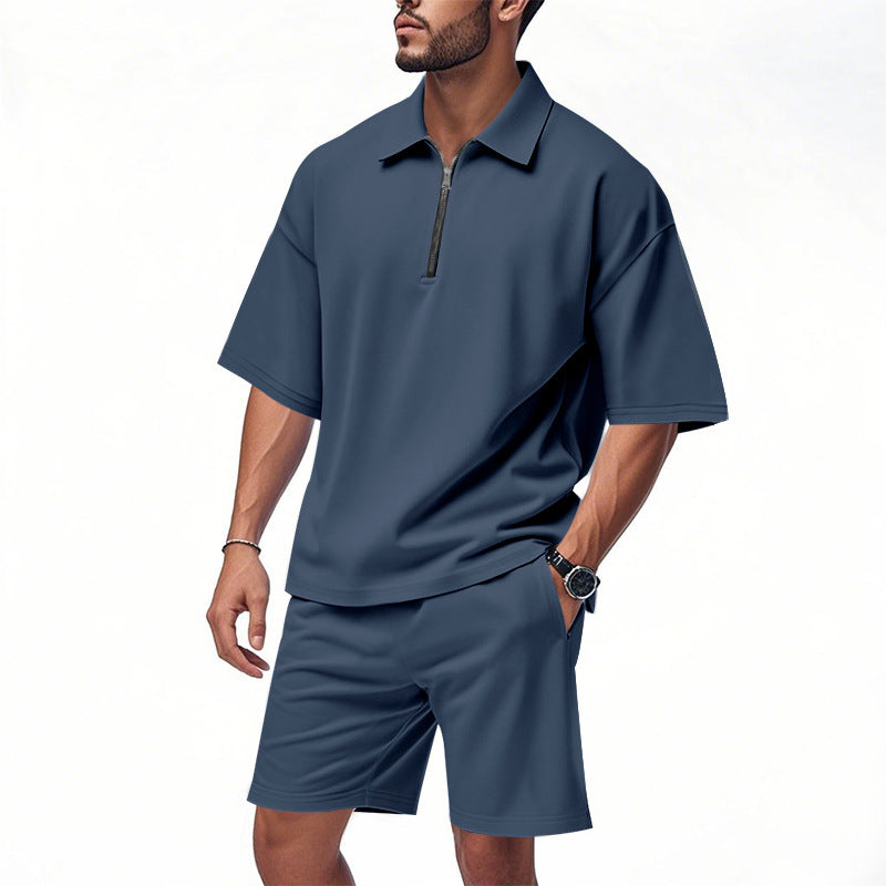 Lapel Suit Men's Summer Two-piece Set Loose