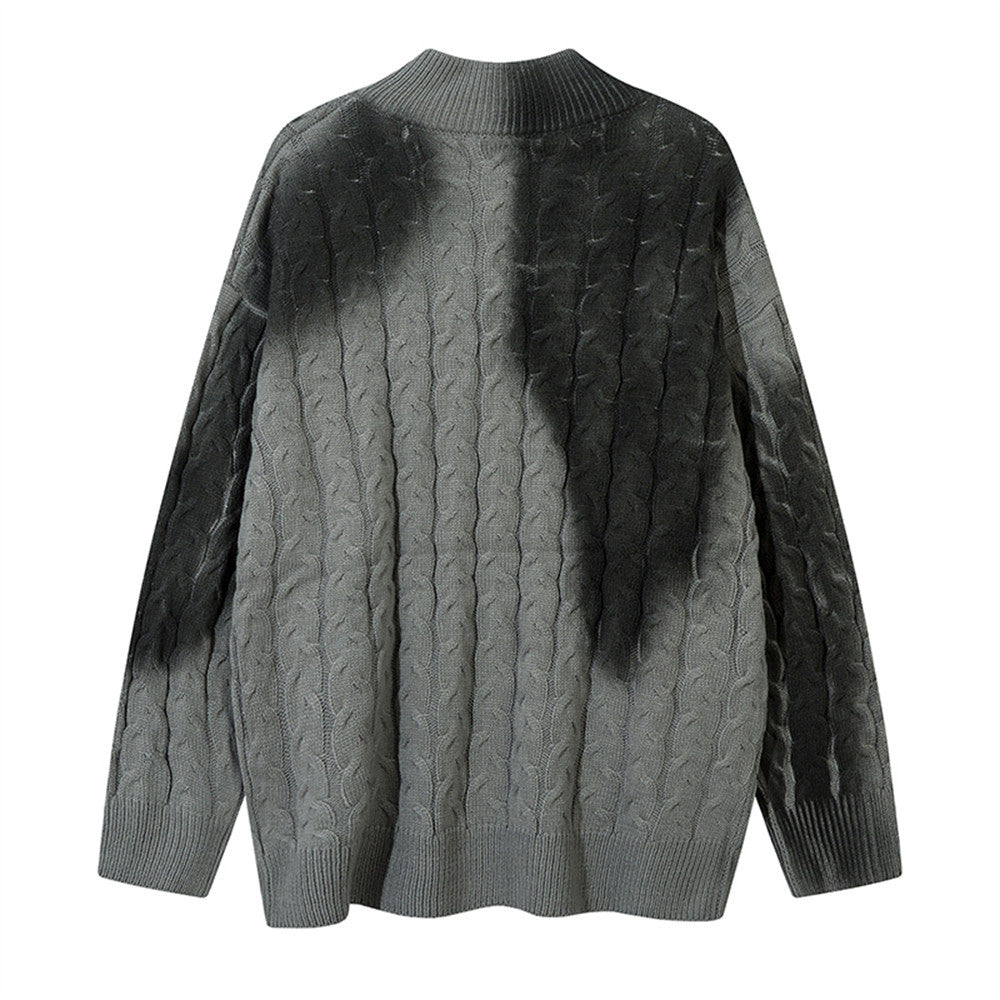 Spray Painting Old Dirty Sweater Coat Men's Lazy Design Sense