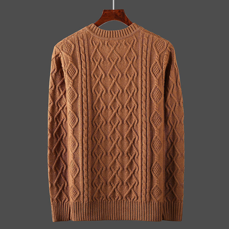 Warm Thick Line Bottoming Pullover Long Sleeved Sweetheart Neck Sweater