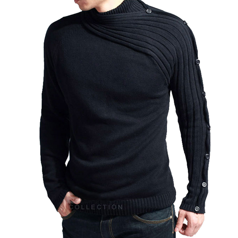 Men's Slim Knit Sweater Fashion Scarf Collar Base