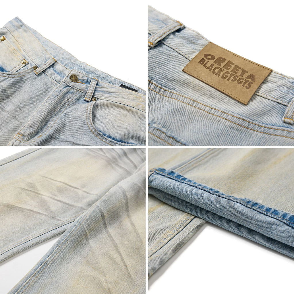 American High Street Waste Soil Wind Splash Ink Worn Jeans