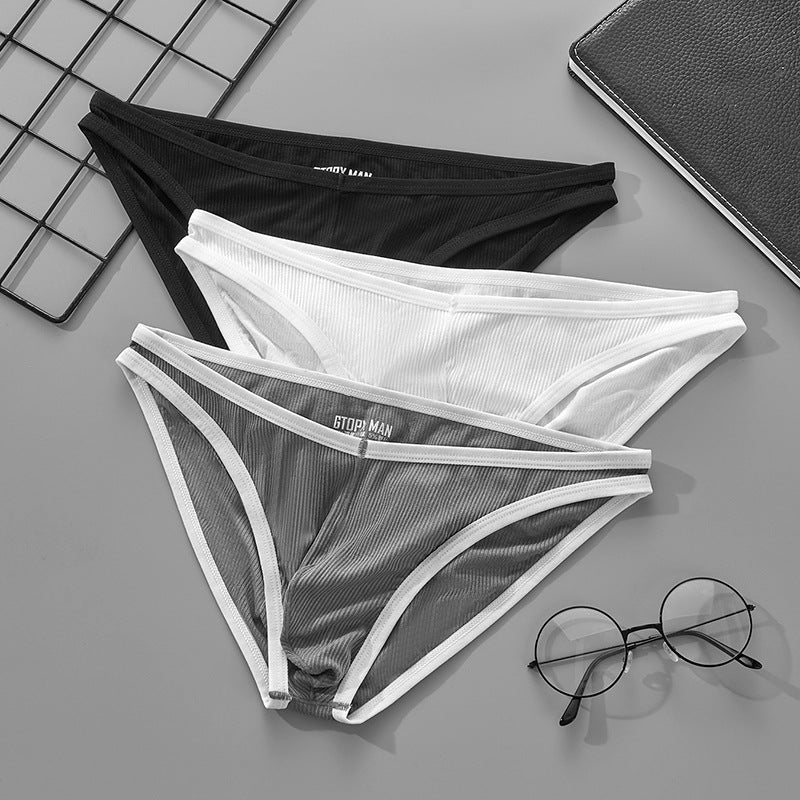Men's V-shaped Waist Single Layer U Convex Thread Briefs Underwear
